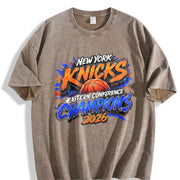 New York Knicks 2026 Eastern Conference Champions Vintage Washed T-Shirt in Brown