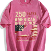 250 Years American Indepence United States Vintage Washed T-Shirt in Red