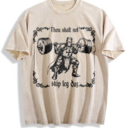 Thou Shalt Not Skip Leg Day Vintage Washed T-Shirt in Beige