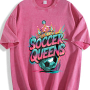 Soccer Queens Vintage Washed T-Shirt in Red