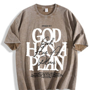 Christian God Has a Plan (Jeremiah 29:11) Front & Back Vintage Washed T-Shirt in Brown