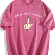 Off to Watch Baseball Goose Vintage Washed T-Shirt in Red
