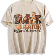 Black Educator I Am Black History Vintage Washed T-Shirt in Beige