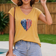 American Independence Day Tank Women's Color Cotton Tank Top in Yellow