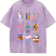 Big Fan Of Human Rights Freedom S~5XL and Batik vintage washed oversized T-shirt in Purple