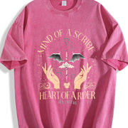 Eagle'S Soul Fourth Wing Dragon Knight Basgat War Academy vintage washed oversized T-shirt in Red