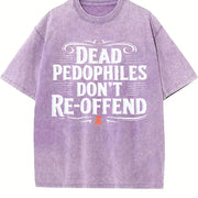 Dead Pedophiles Don't Re-offend Text Tank Vintage Washed T-Shirt in Purple