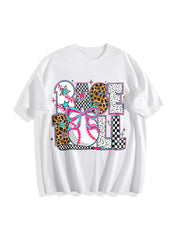 Baseball Coquette Preppy Baseball Cotton T-Shirt in White