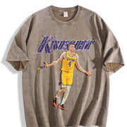 Dalton Knecht Westside Knecht 4 Basketball Los Angeles vintage washed oversized T-shirt in Brown