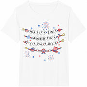 Happy 250 USA Bracelet Friendship Cotton T-Shirt in White
