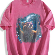 Alpha Raccoon in Space 90s Vintage Washed T-Shirt in Red