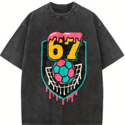67 Soccer Shield Vintage Washed T-Shirt in Black
