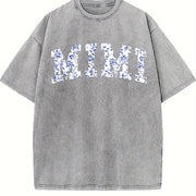 Floral MIMI Mother's Day Vintage Washed T-Shirt in Gray