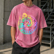 Have the Day You Deserve Skeleton Tie Dye Motivational Vintage Washed T-Shirt in Red
