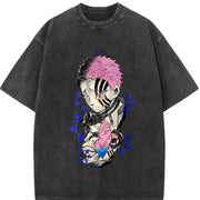 Akaza vs Koyuki – Demon Slayer Kimetsu no Yaiba Heavy vintage washed oversized T-shirt in Black