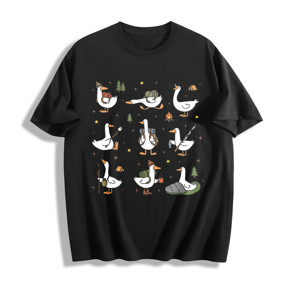 Silly Goose Hiking Cotton T-Shirt in Black
