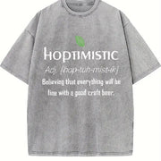 Hoptimistic Beer Lover Vintage Washed T-Shirt in Gray