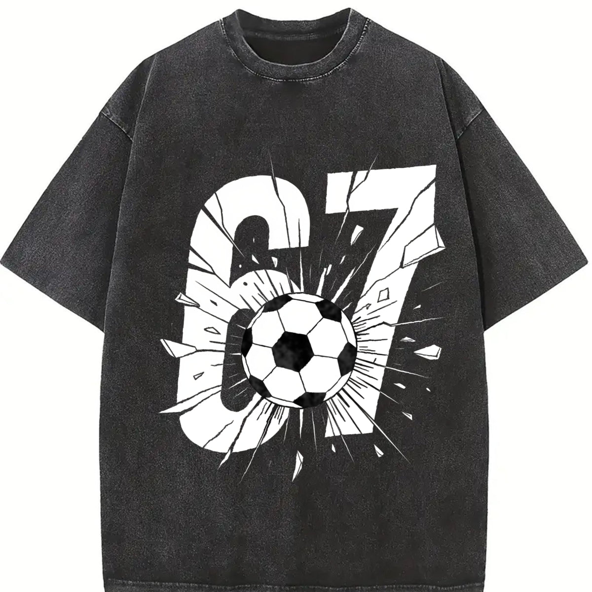 67 Soccer Vintage Washed T-Shirt in Black