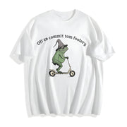 Off to Commit Tom Foolery Frog Cotton T-Shirt in White