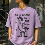 Silly Goose on the Loose Vintage Washed T-Shirt in Purple