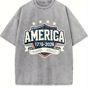 America 1776-2026 Vintage Washed T-Shirt in Gray