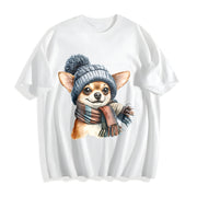 Chihuahua Portrait Cotton T-Shirt in White