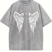 Christ Is King Angel Wings vintage washed oversized T-shirt in Gray