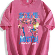 Retro Limited WWE Stone Cold Austin WrestleMania 41 vintage washed oversized T-shirt in Red