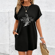 Short Dress Spooky Seasonal Party Dress with Wicked Good Cotton T-Shirt in Black