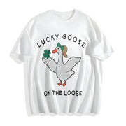 Silly Goose Lucky St Patricks Day Cotton T-Shirt in White