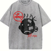 No Squares Retro Street Distressed Vintage Washed T-Shirt in Gray