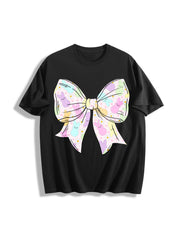 Coquette Easter Bow Cotton T-Shirt in Black