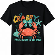If Crabby Return to Beach Cotton T-Shirt in Black