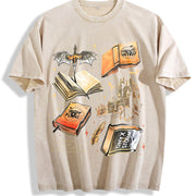 Fourth Wing Series For Fans War College Dragon Rider vintage washed oversized T-shirt in Beige