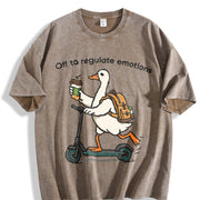 Off to Regulate Emotions Vintage Washed T-Shirt in Brown