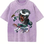 Saquon Night Jump Over Philadelphia Football Star Custom vintage washed oversized T-shirt in Purple