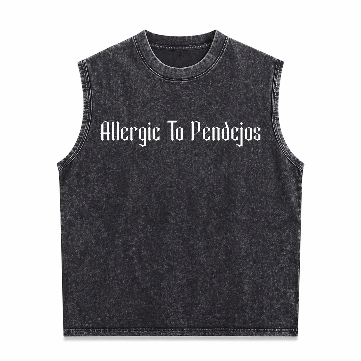 Allergic to Pendejos Latin Spanish Slang Sarcastic Vintage Washed Tank Top in Black