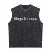 Allergic to Pendejos Latin Spanish Slang Sarcastic Vintage Washed Tank Top in Black