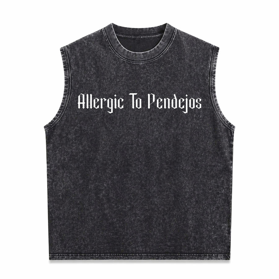Allergic to Pendejos Latin Spanish Slang Sarcastic Vintage Washed Tank Top in Black