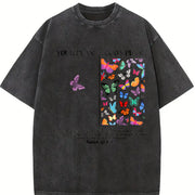 Jesus Butterflies God‘s Plan Wash S~5XL and Batik vintage washed oversized T-shirt in Black