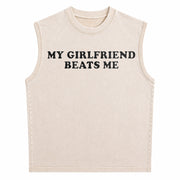 Humor Relationship T Vintage Washed Tank Top in Beige