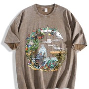 Studio Ghibli Anime Underwear vintage washed oversized T-shirt in Brown
