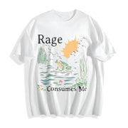 Rage Consumes Me Frog Cotton T-Shirt in White