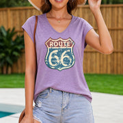 Ladies' V-neck Tank Women's Color Cotton Tank Top in Purple