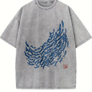 Blue School of Fish vintage washed oversized T-shirt in Gray