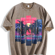 Distressed Stylish Vintage Washed T-Shirt in Brown