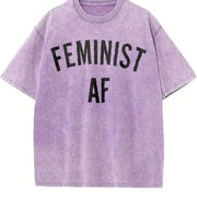 Feminist AF Feminism Vintage Washed T-Shirt in Purple