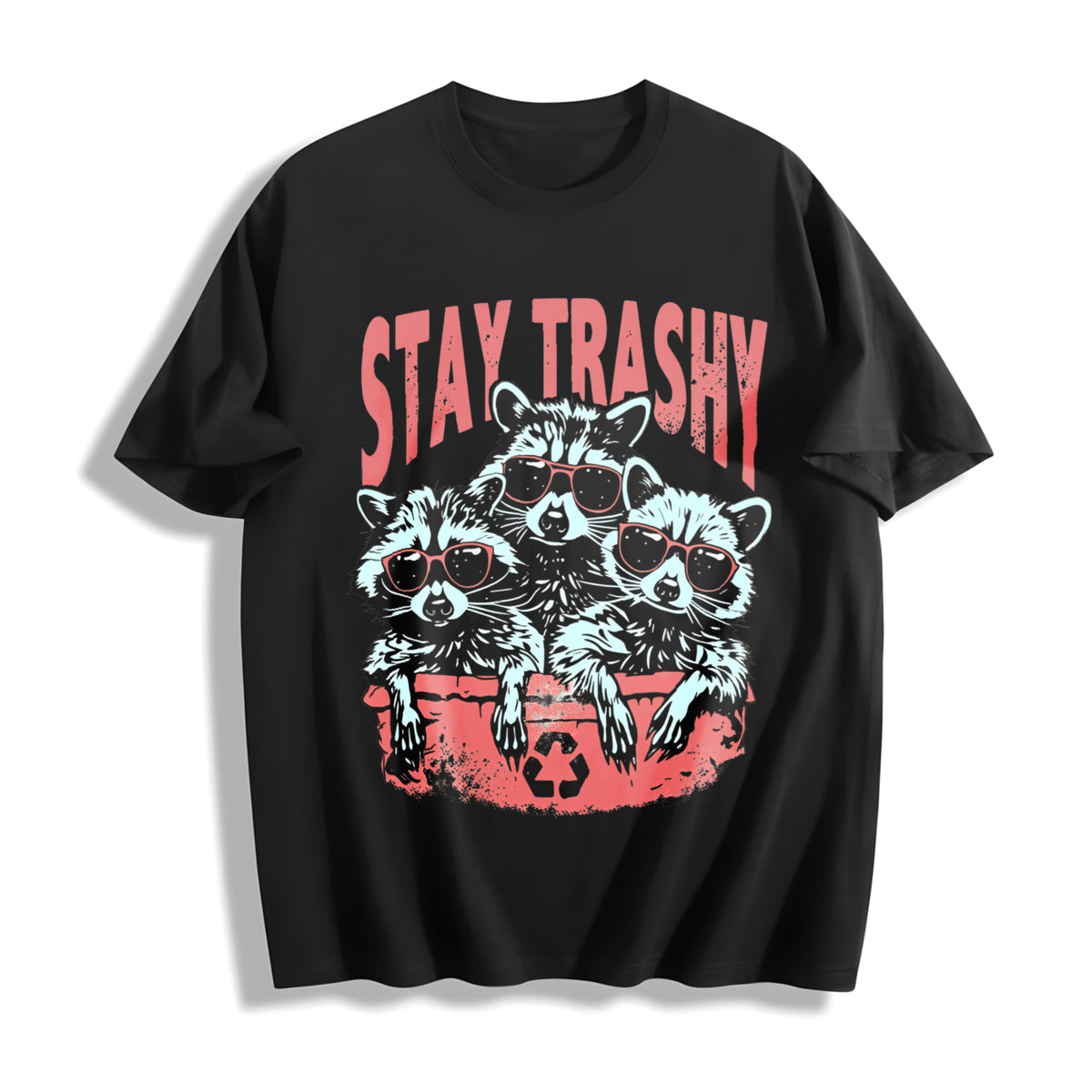 Stay Trashy Retro Cotton T-Shirt in Black