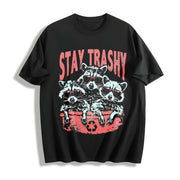 Stay Trashy Retro Cotton T-Shirt in Black