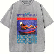 Hotter Than A Hoochie Coochie Two Sides Hot Pullover vintage washed oversized T-shirt in Gray